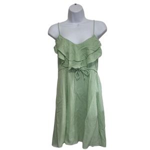 Free People Green & White Striped Sundress with Drawstring Waist, Sz S